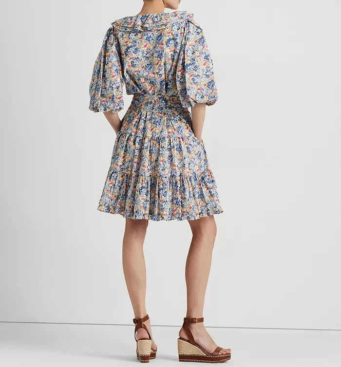 Lauren Ralph Lauren Floral Ruffle-Trim Cotton Voile Dress