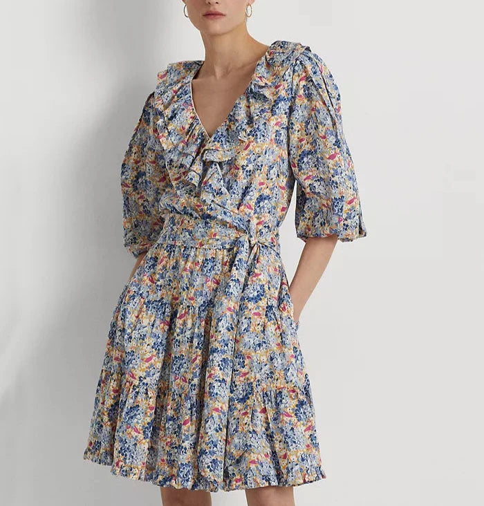 Lauren Ralph Lauren Floral Ruffle-Trim Cotton Voile Dress