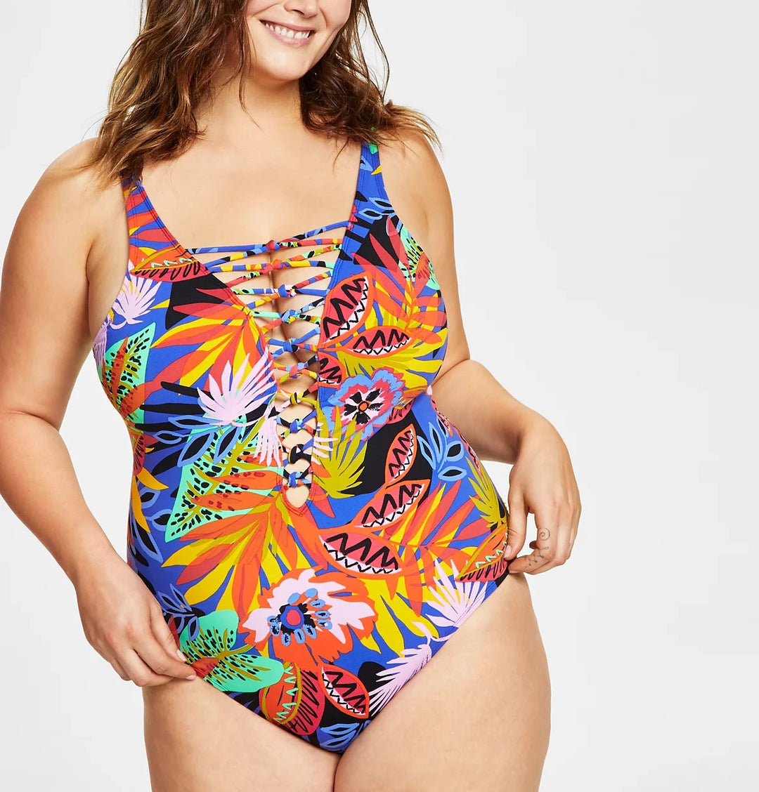 Bleu Rod Beattie Plus Size Night Safari Lace Down Swimsuit