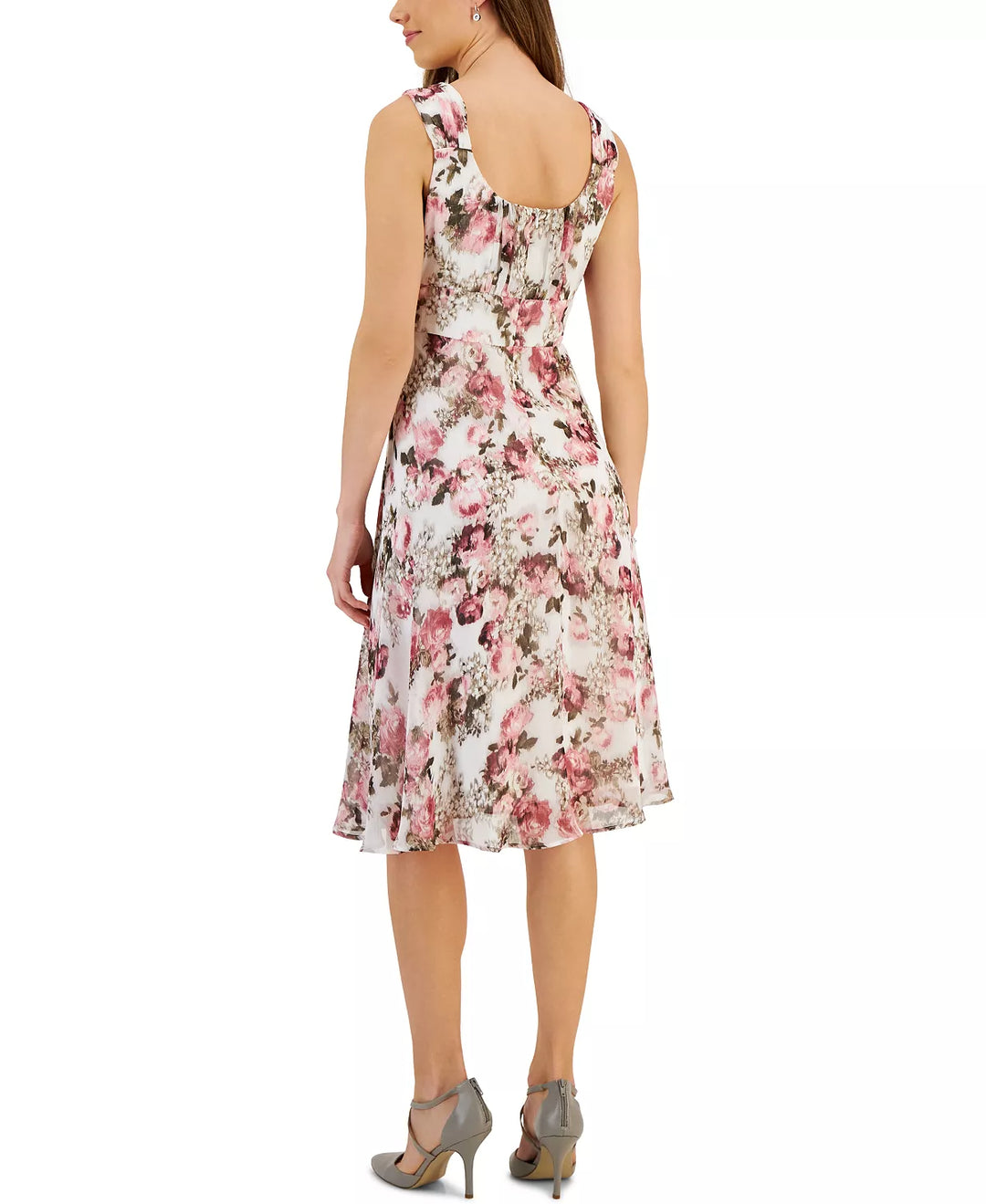 Connected Printed Round-Neck Sleeveless Dress