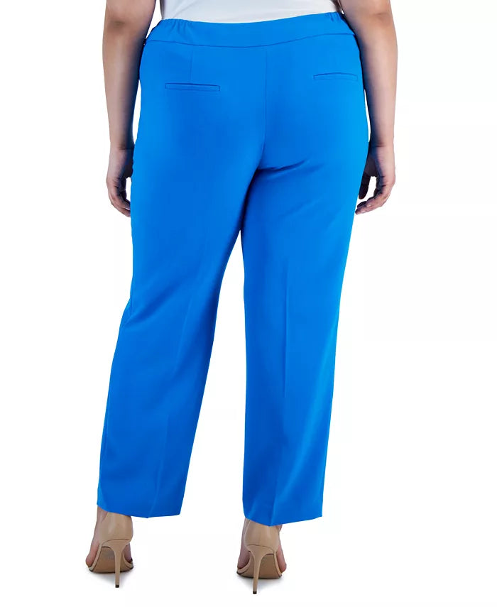 Kasper Plus Size Stretch Crepe Mid-Rise Ankle Pants