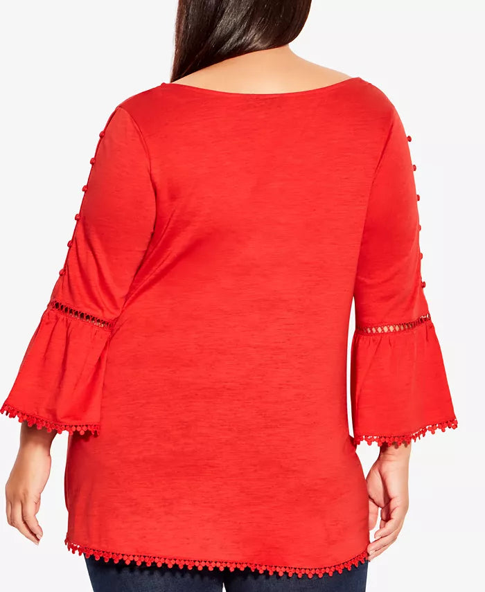 EVANS Plus Size Crochet Split Sleeve Top