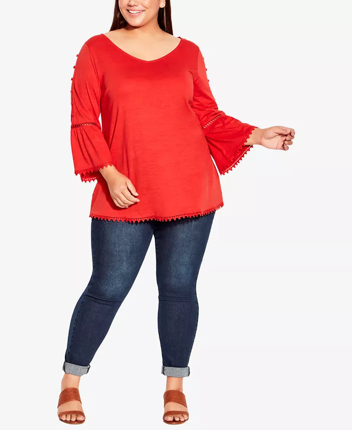 EVANS Plus Size Crochet Split Sleeve Top