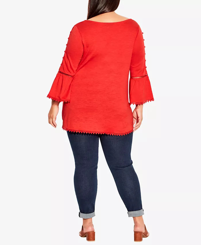 EVANS Plus Size Crochet Split Sleeve Top