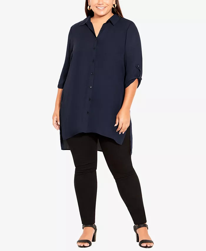 AVENUE Plus Size Longline Blouse Top