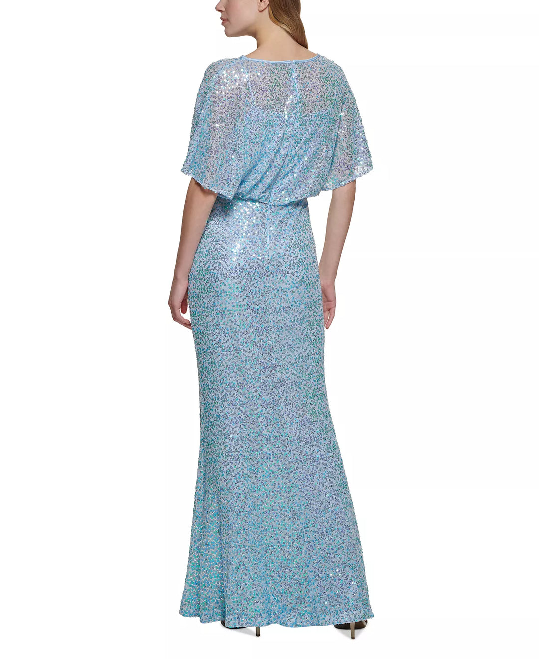 Vince Camuto Petite Sequined Blouson Elbow-Sleeve Gown