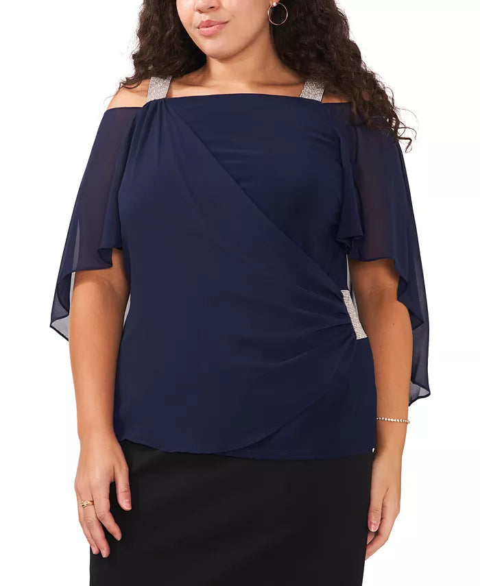 MSK Rhinestone-Embellished Draped Top