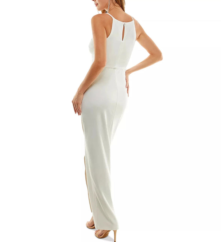 BCX Juniors' High Slit Asymmetrical Sequin-Trim Gown