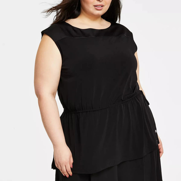 Calvin Klein Plus Size Drawstring-Waist Contrast-Yoke Tunic