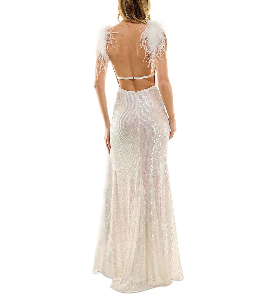 Say Yes to the Prom Juniors' Sequined Feather-Trim Gown