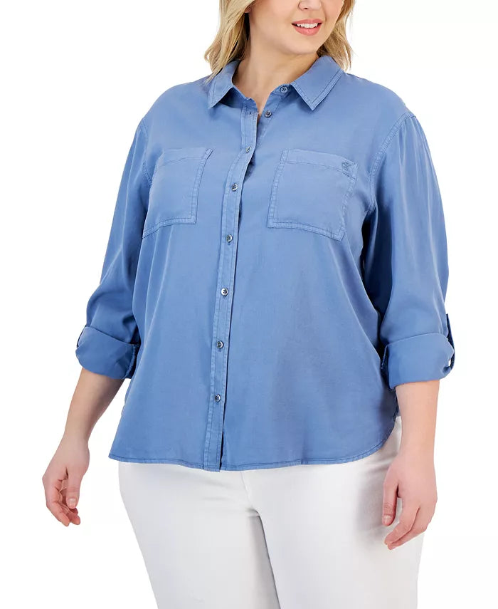 Calvin Klein Jeans Trendy Plus Size Utility Shirt