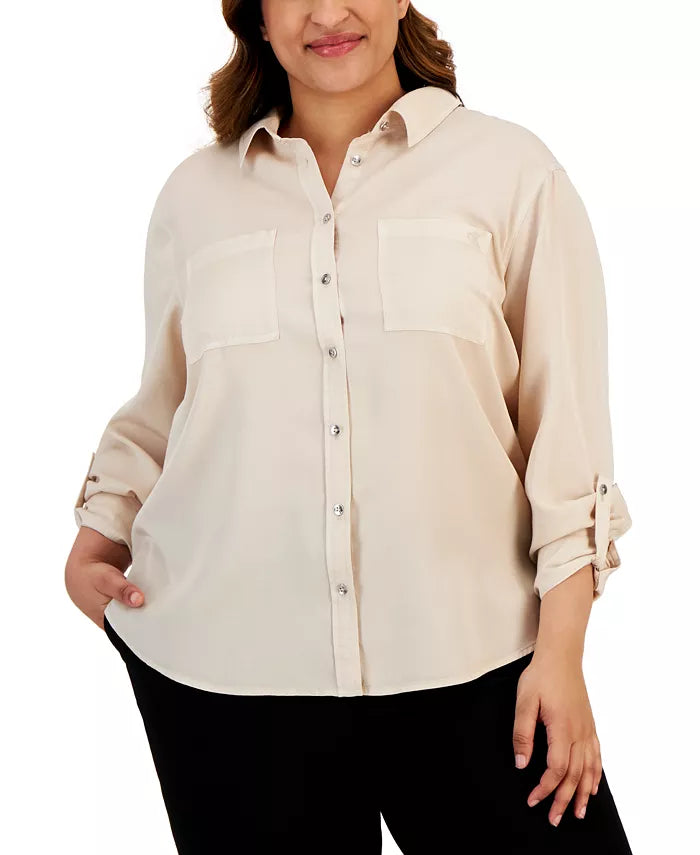 Calvin Klein Jeans Trendy Plus Size Utility Shirt