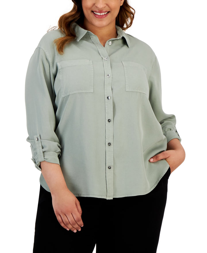 Calvin Klein Jeans Trendy Plus Size Utility Shirt