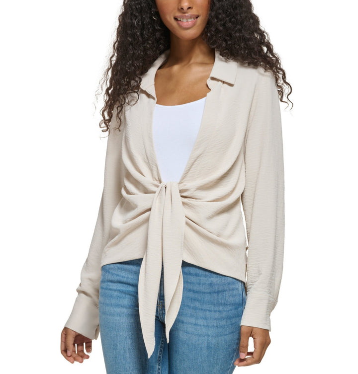 Calvin Klein Long Sleeve Tie Front Collared Shirt