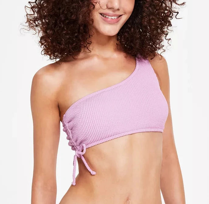 Salt + Cove Juniors' One-Shoulder Side-Shirred Bikini Top