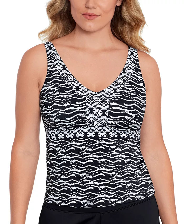 Swim Solutions Tummy-Control V-Neck Tankini Top