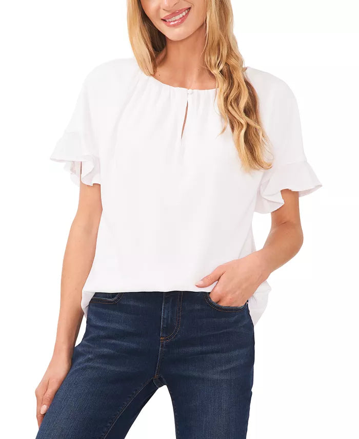 CeCe Drop-Shoulder Wide Scoop-Neck Blouse