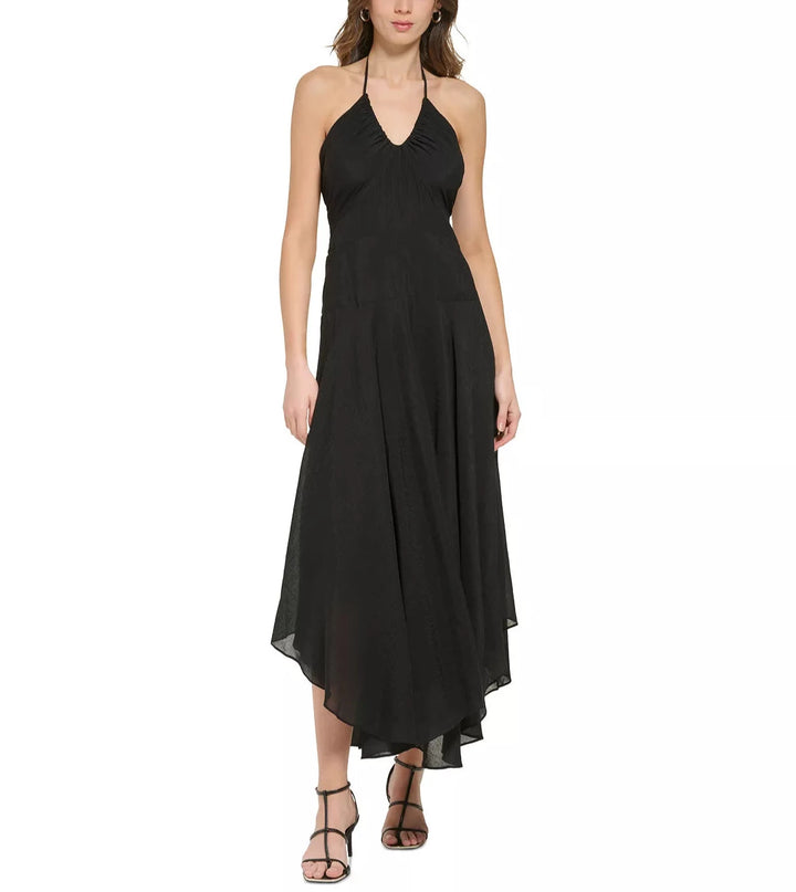 DKNY V-Neck Sleeveless Asymmetrical-Hem Dress