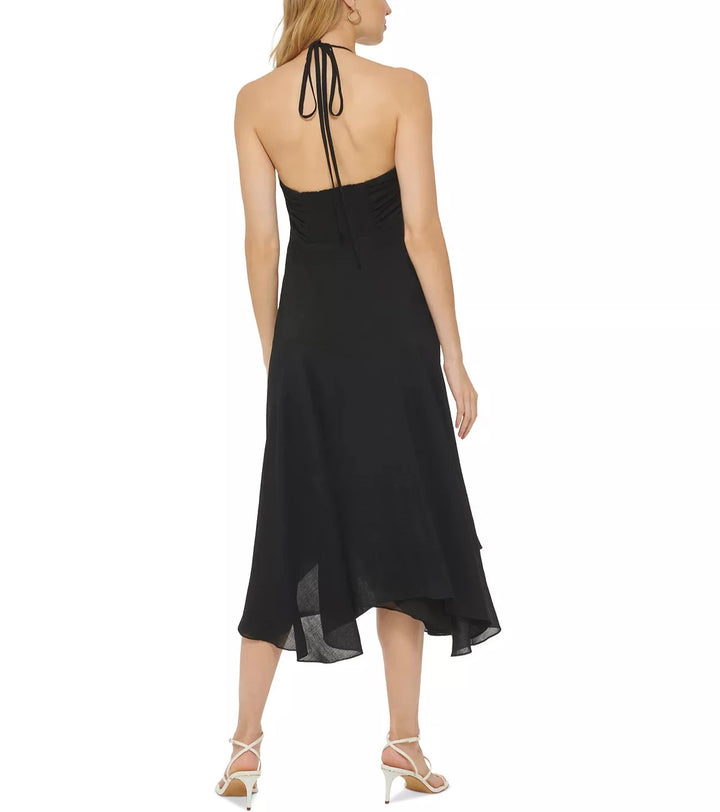 DKNY V-Neck Sleeveless Asymmetrical-Hem Dress