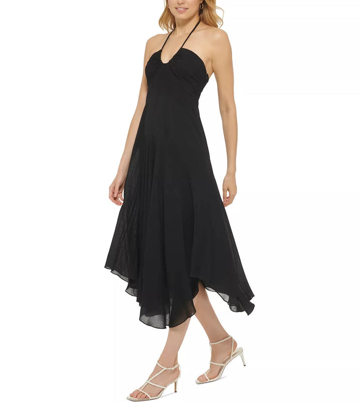 DKNY V-Neck Sleeveless Asymmetrical-Hem Dress