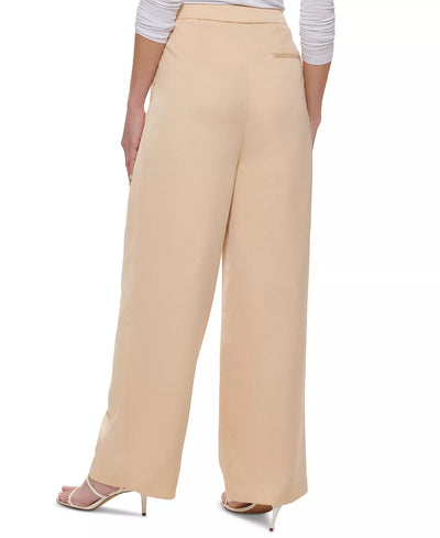 DKNY Mid Rise Crossover Pleat Wide-Leg Pants