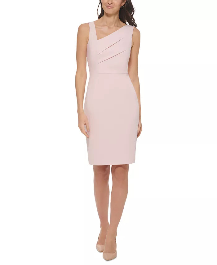 Calvin Klein Asymmetrical-Neck Scuba Sheath Dress