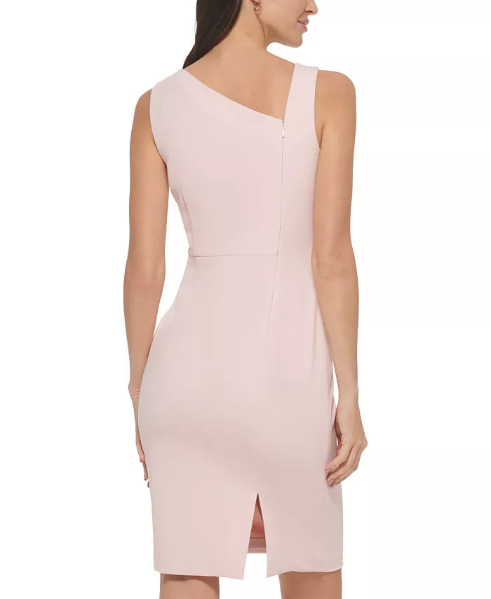 Calvin Klein Asymmetrical-Neck Scuba Sheath Dress