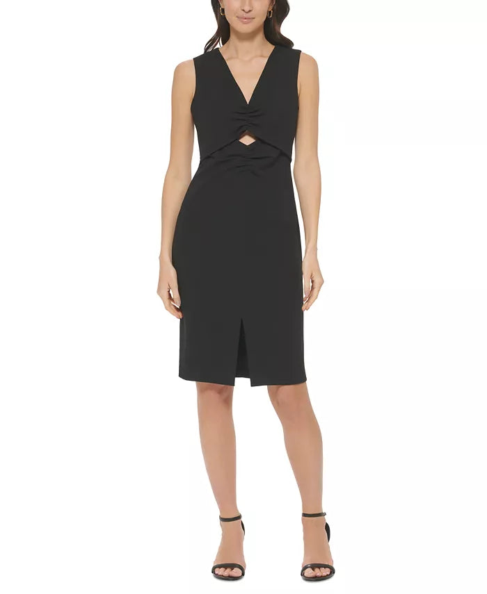 Calvin Klein Sleeveless Cutout Ruched Sheath Dress