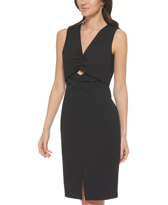 Calvin Klein Sleeveless Cutout Ruched Sheath Dress