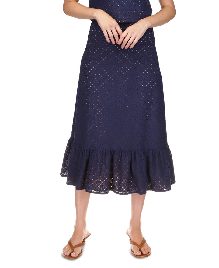 MICHAEL Michael Kors Eyelet Ruffled Midi Skirt