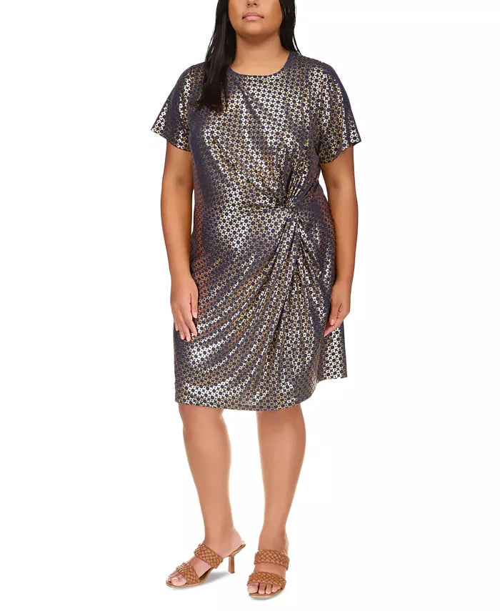 MICHAEL Michael Kors Foil-Print Short-Sleeve Dress