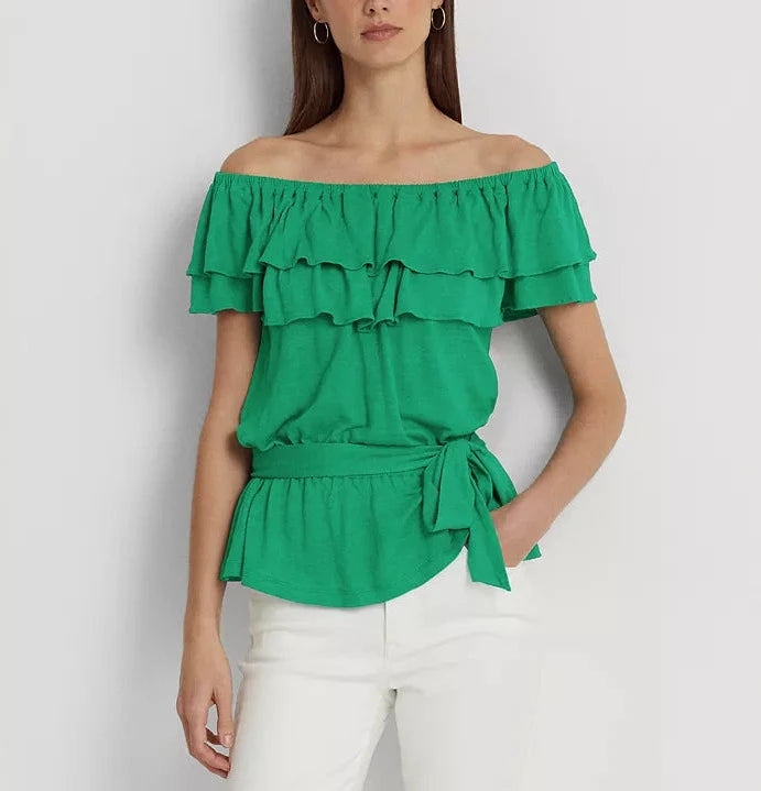 Ralph Lauren Jersey Off-the-Shoulder Top