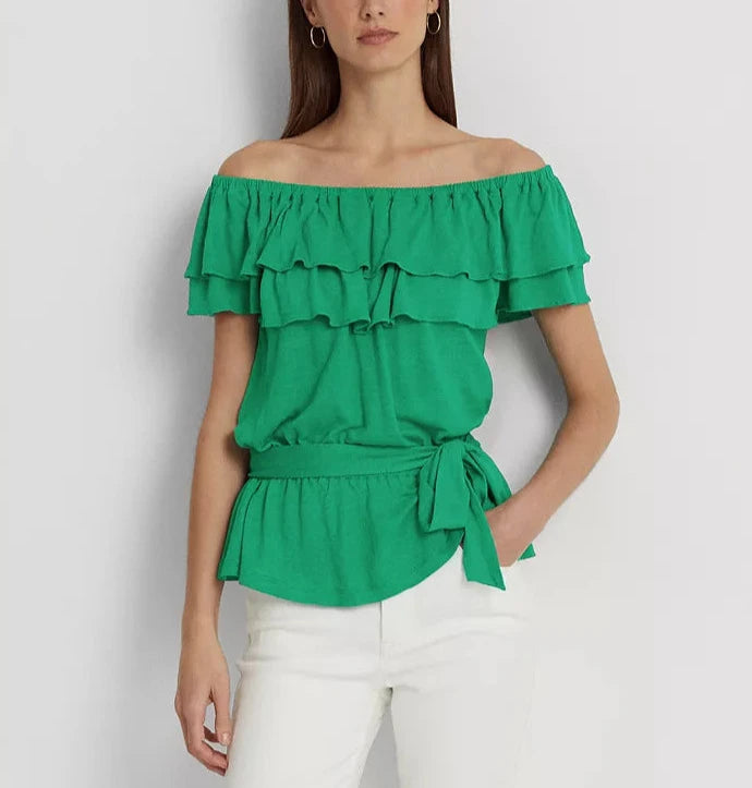 Ralph Lauren Jersey Off-the-Shoulder Top