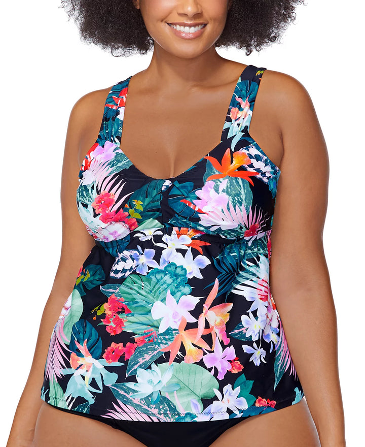 Raisins Curve Plus Size Printed Sunny Isles Rimini Tankini Swim Top
