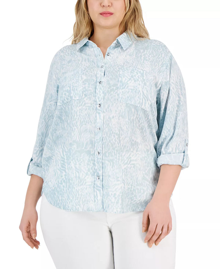 Calvin Klein Jeans Trendy Plus Size Utility Shirt