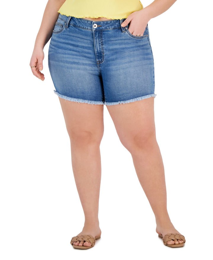 Celebrity Pink Trendy Plus Size Frayed Denim Shorts