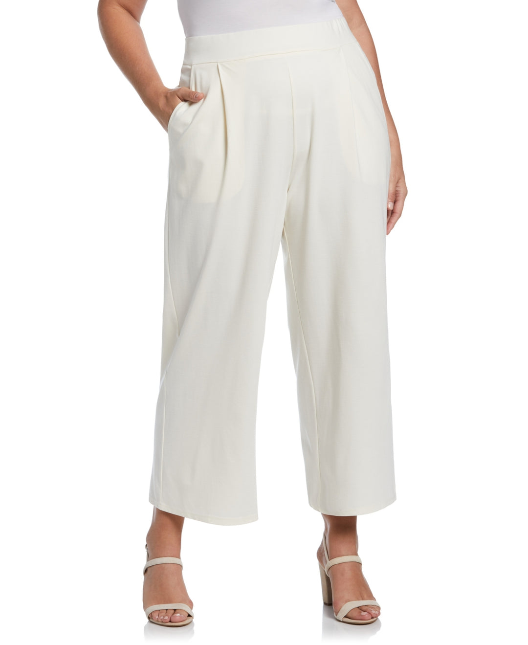 ELLA Rafaella Plus Size Ponte Knit Pull-On Crop Pants