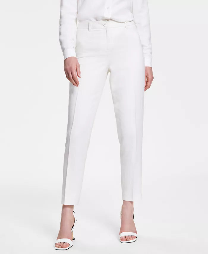 Anne Klein Linen-Blend Slim-Leg Pants