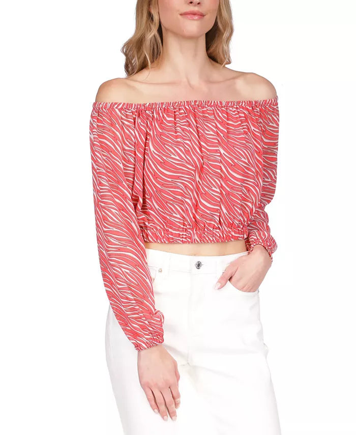 MICHAEL MICHAEL KORS Zebra-Print Off-The-Shoulder Top