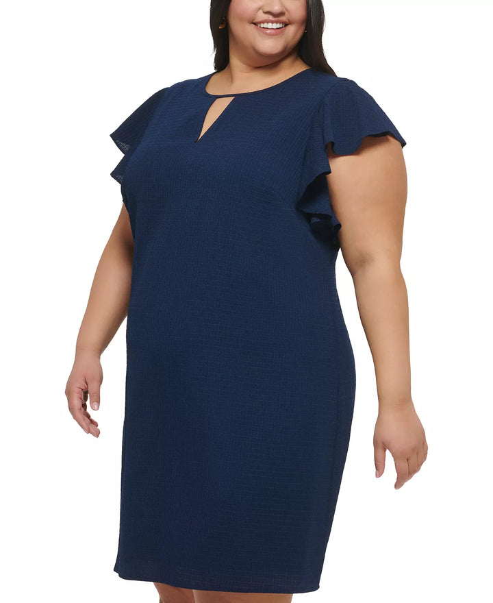 Jessica Howard Plus Size Seersucker Keyhole A-Line Dress