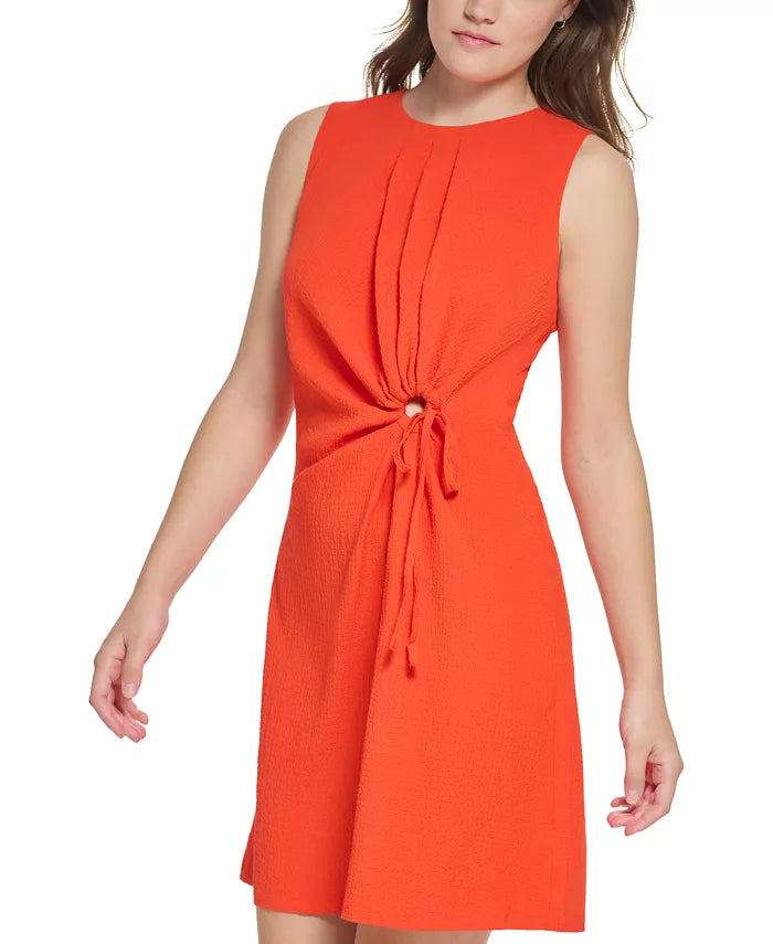 Calvin Klein Textured Cutout Sleeveless A-Line Dress