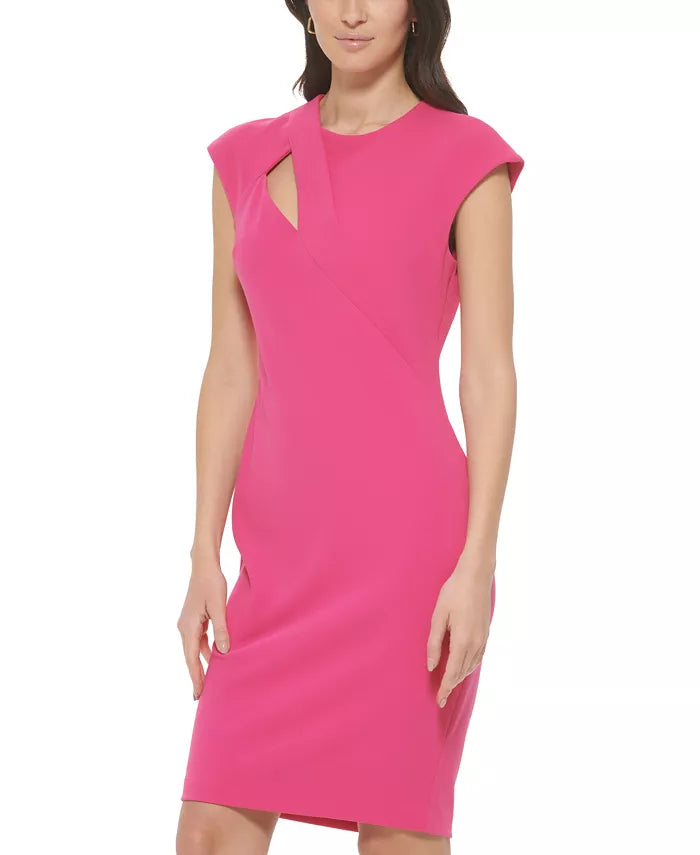 Calvin Klein Scuba-Crepe Cutout Sheath Dress