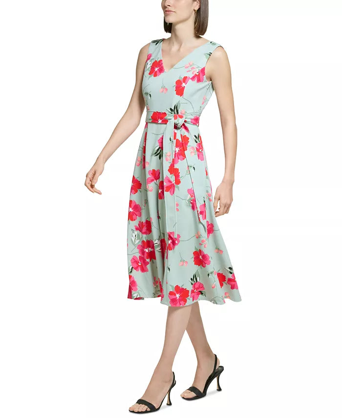 Calvin Klein Petite V-Neck Fit & Flare Sleeveless Midi Dress – DGFOutlet