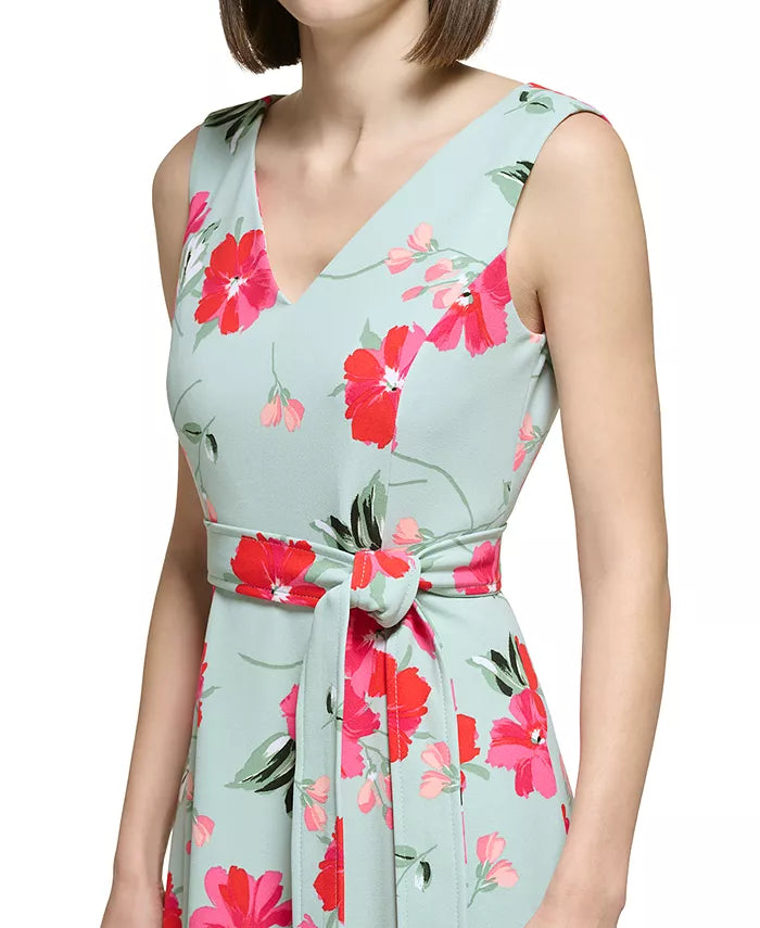 Calvin Klein Petite V-Neck Fit & Flare Sleeveless Midi Dress