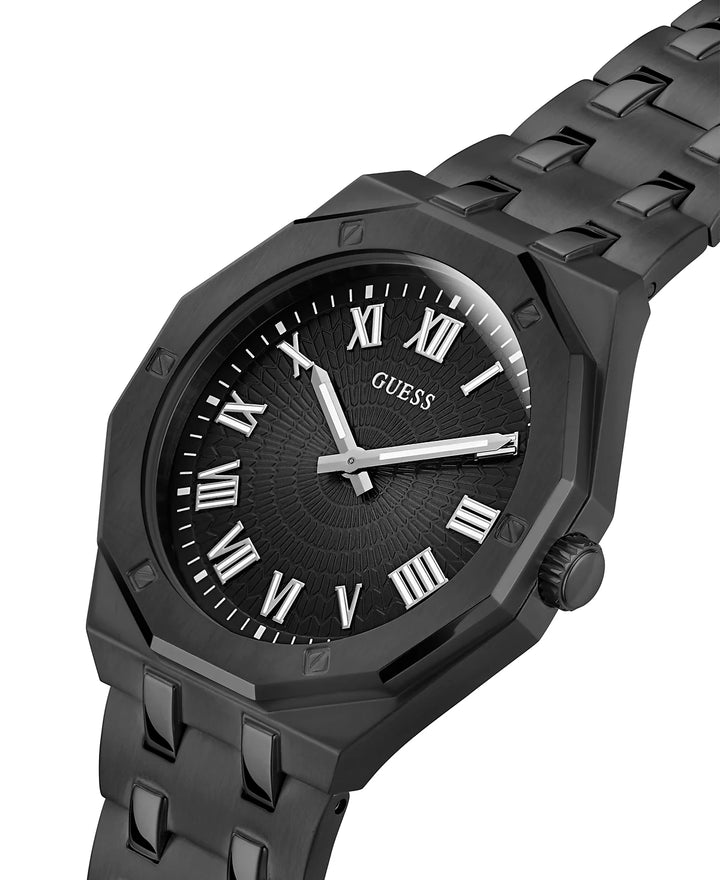 GUESS Men's Analog Black Stainless Steel Watch 42mm