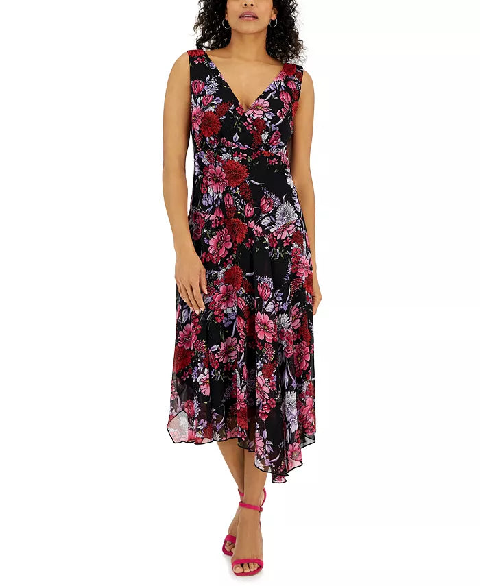 Connected Women's Printed Sleeveless Handkerchief-Hem Dress