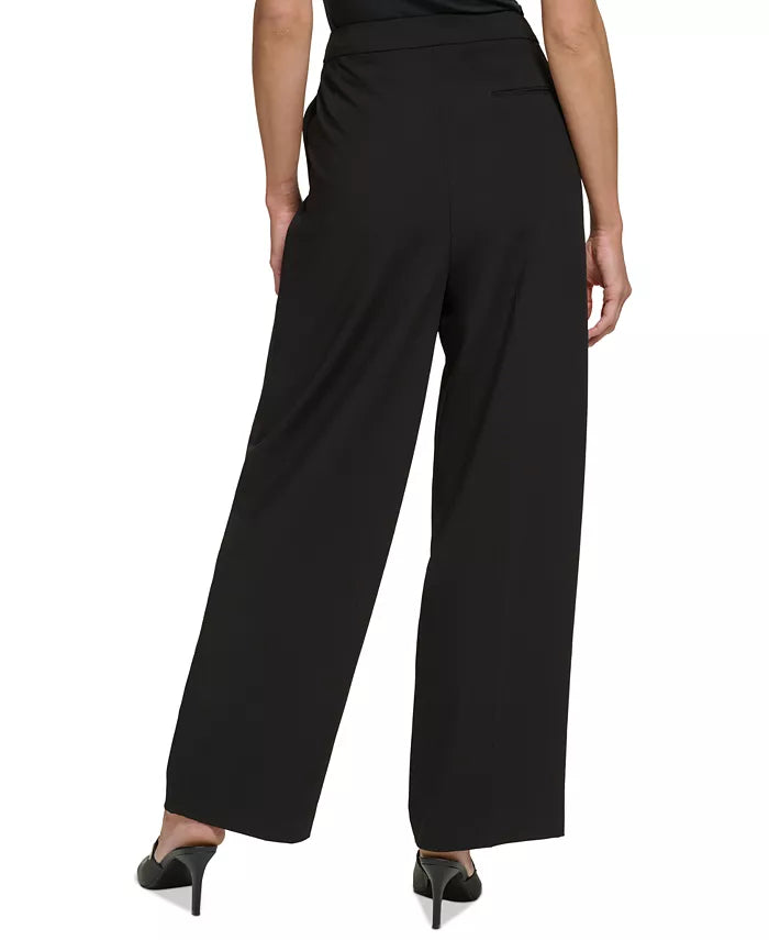 DKNY Crossover Pleated Front Wide-Leg Pants