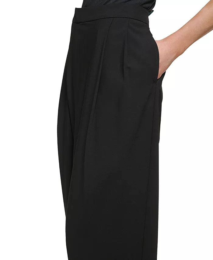 DKNY Crossover Pleated Front Wide-Leg Pants