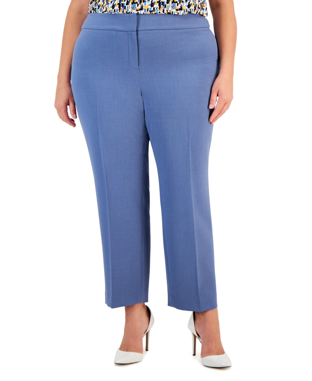 Kasper Plus Size Stretch Crepe Mid-Rise Ankle Pants