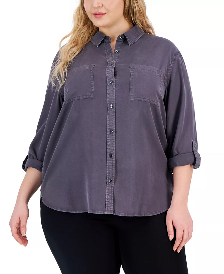 Calvin Klein Jeans Trendy Plus Size Utility Shirt